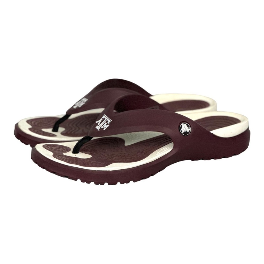 CROCS Flip Flops Texas A&M Aggies Sandals Mens 12 Maroon White